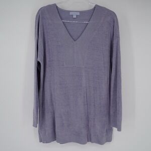 Barefoot Dreams CozyChic Ultra Lite V-Neck Tunic Sweater Soft Lilac Medium